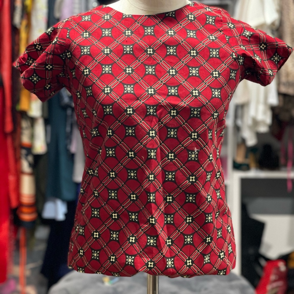 Ankara Print Shirt with Open Back Button Detail